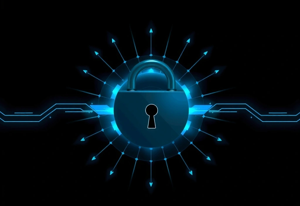 Lucchetto digitale con linee di sicurezza che lo circondano